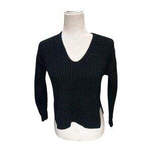 Everlane The Texture Chunky V-Neck Heavyweight Sweater Black Size X-Small